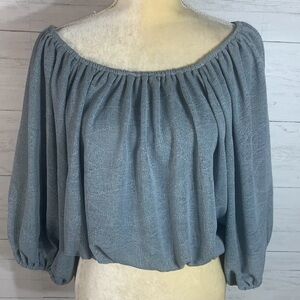 Hidden Label blue crop top off the shoulder size M